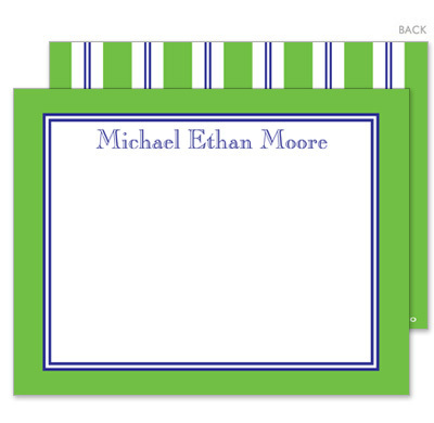 Green and Navy Border Flat Note Cards